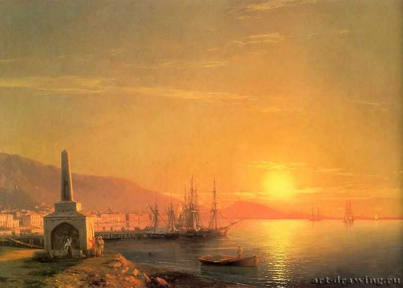 Восход солнца в Феодосии. 1855 - Sunrise in Feodosia. 1855
82 х 117 смХолст, маслоРомантизм, реализмРоссияЕреван. Государственная картинная галерея Армении